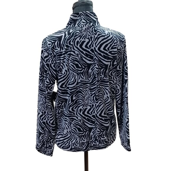 Kim Rogers Womens Zebra Print Light Jacket S Black/Grey Cotton Blend Casual NWT - Picture 2 of 8